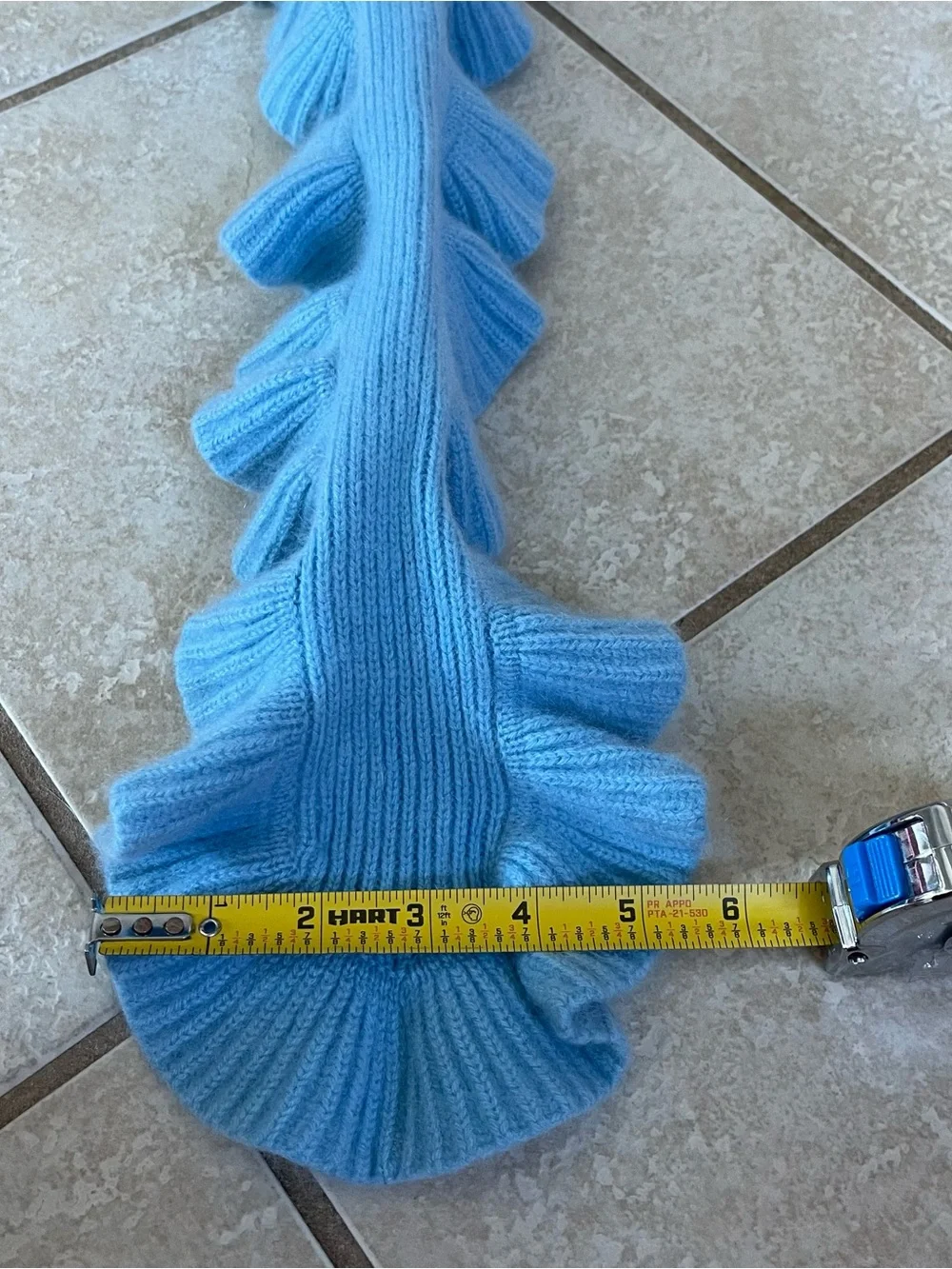 Castlerig 100% Cashmere Blue Ribbed Knit Winter Scarf NWOT 57x5.5” Capsule